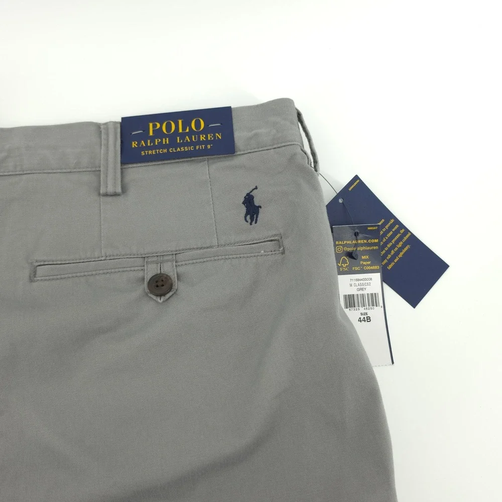 Polo Ralph Lauren Mens Shorts Cotton Grey 44B Stretch Classic‎ Fit 9 Inch Inseam